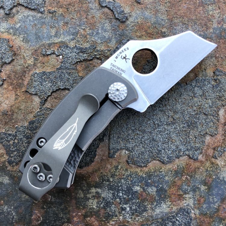 Spyderco McBee Titanium Gray Scales CTS-XHP Blade Folding Knife